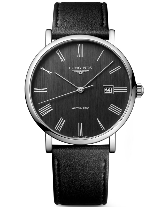 Longines Elegant Collection Grey Dial Leather Strap Men’s Watch