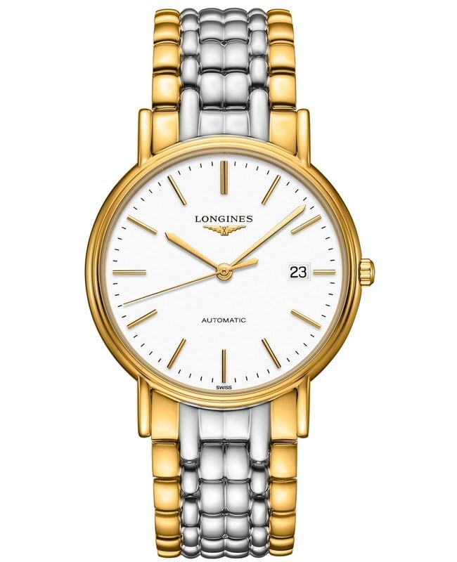 Longines Presence Automatic White Dial Stainless Steel and Yellow Gold PVD Men’s Watch