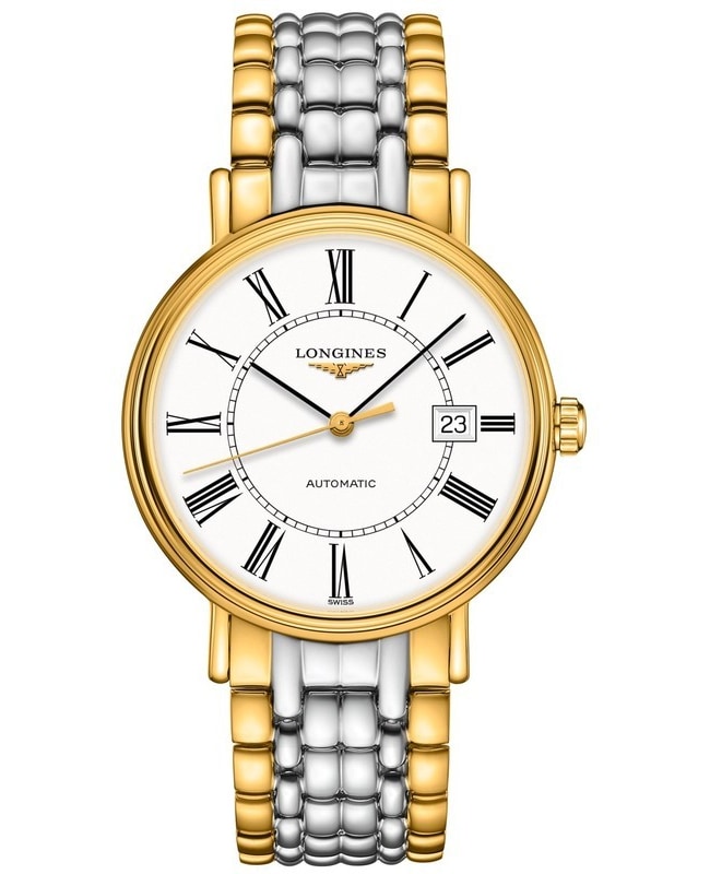Longines Presence Automatic White Dial Two-Tone Yellow Gold PVD Steel Men's Watch L4.922.2.11.7