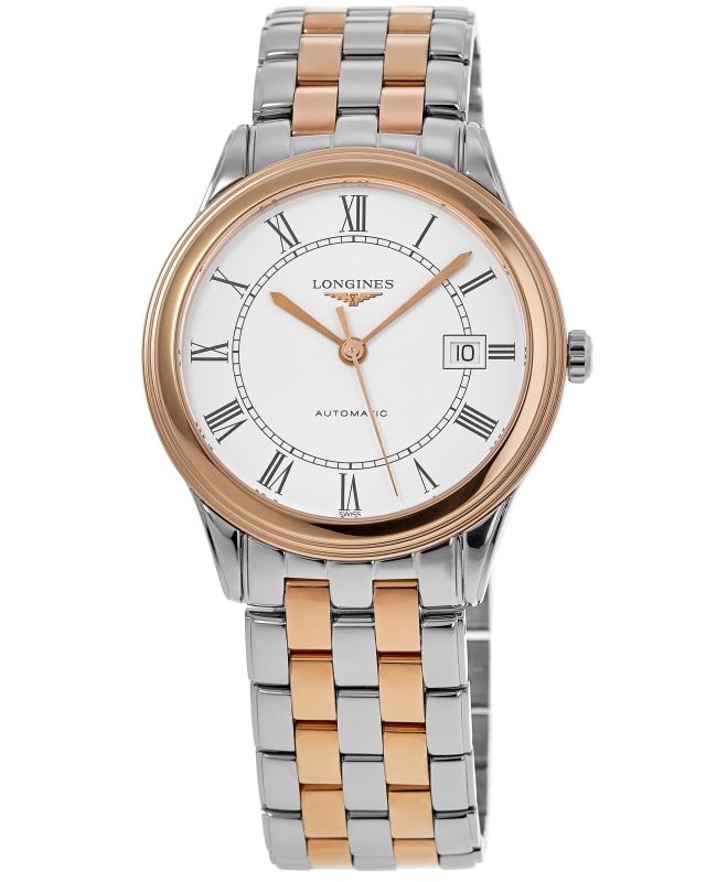 Longines Flagship Automatic White Dial Two-Tone Rose Gold PVD Steel Men's Watch L4.974.3.91.7