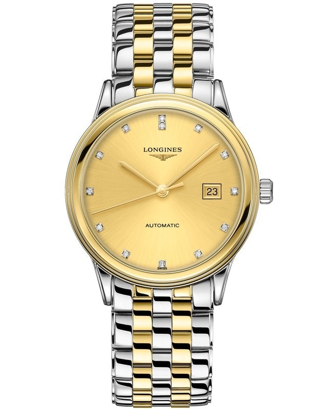 Longines Flagship Automatic Champagne Diamond Dial Yellow Gold Plated and Stainless Steel Unisex Watch