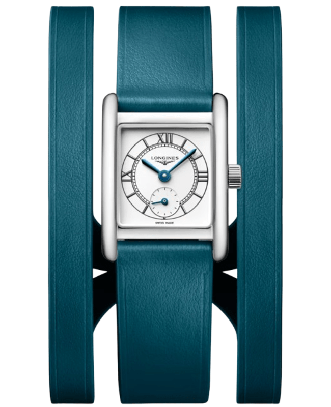 Longines DolceVita Quartz Mini Silver Dial Green Leather Strap Women's Watch L5.200.4.75.9