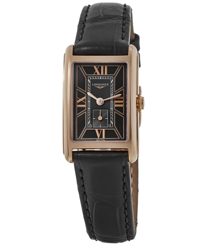 Longines DolceVita Quartz Black Dial Leather Strap Women's Watch L5.255.8.75.2