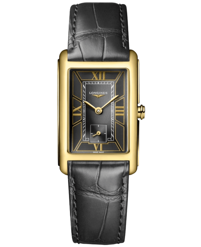 Longines DolceVita Quartz Grey Dial 18K Yellow Gold Leather Strap Women's Watch L5.512.6.75.2