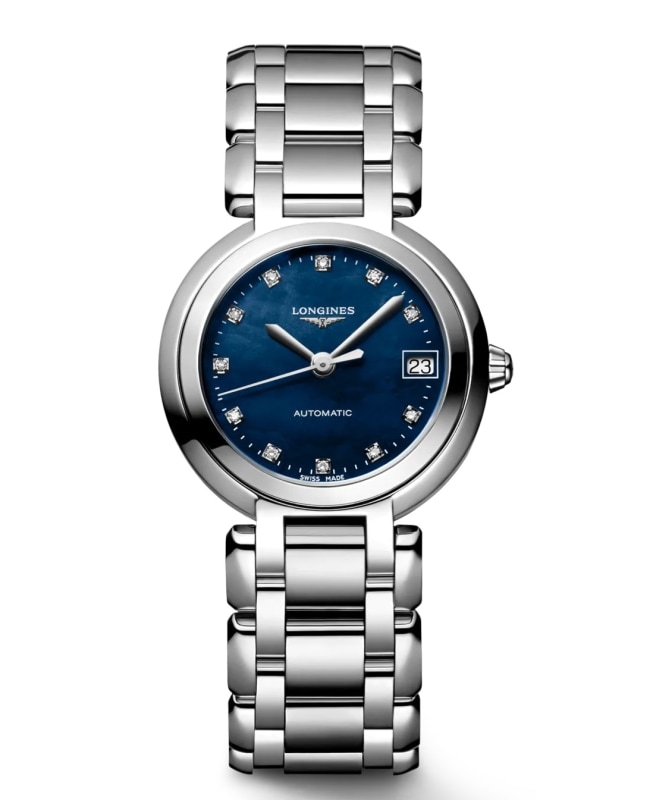 Longines Primaluna Automatic 26.5mm Blue Mother of Pearl Diamond Dial Steel Women’s Watch