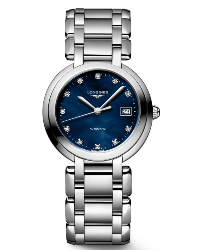 Longines Primaluna Blue Mother of Pearl Diamond Dial Steel Women’s Watch