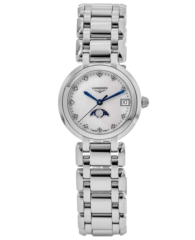 Longines Primaluna Moonphase Mother of Pearl Diamond Dial Stainless Steel Women's Watch L8.115.4.87.6