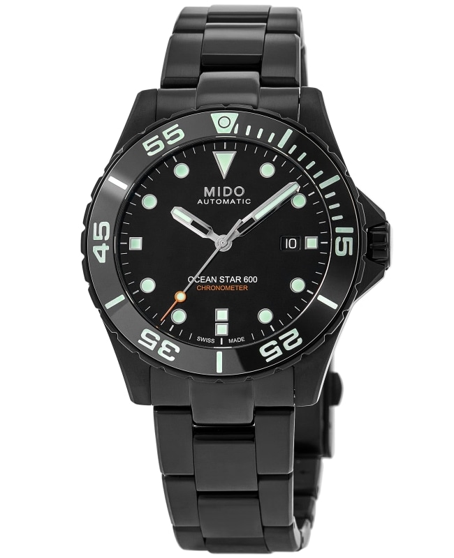Mido Ocean Star 600 Chronometer Black Dial Black Steel  Mens Watch M0266083305100 M0266083305100