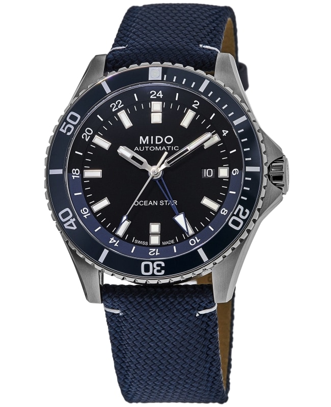 Mido Ocean Star GMT 44mm Black Dial Fabric Strap Men's Watch M026.629.17.051.00