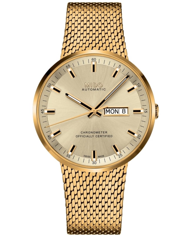 Mido Commander Icone 42mm Yellow Gold Dial Stainless Steel Men's Watch M031.631.33.021.00