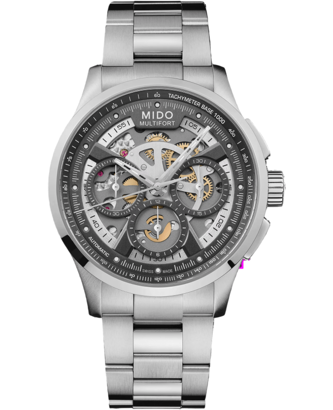 Mido Multifort Chronograph 43mm Skeleton Dial Stainless Steel Men's Watch M038.662.11.060.00