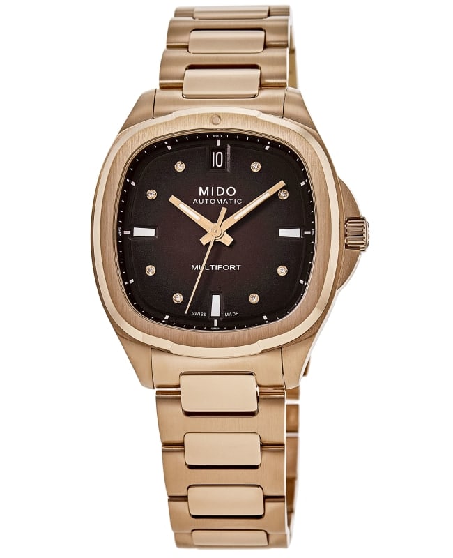 Mido Multifort Automatic 35mm Brown Diamond Dial PVD Steel Women's Watch M049.307.33.296.00