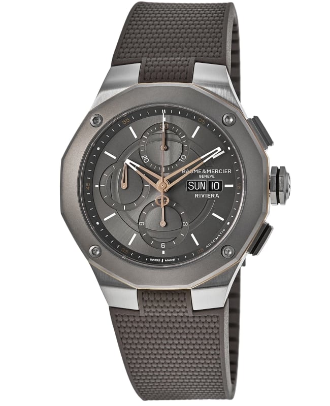 Baume  Mercier Riviera Automatic Chronograph Grey Dial Rubber Strap Mens Watch M0A10722 M0A10722