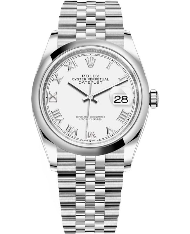 Rolex Datejust 36 Stainless Steel White Roman Dial Women's Watch M126200-0007
