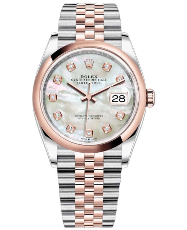 Rolex Datejust 36 Steel & Everose Gold Mother-of-Pearl Diamond Dial Women's Watch M126201-0021