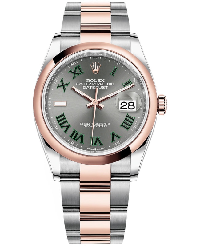 Rolex Datejust 36 Steel & Everose Gold Slate Roman Wimbledon Dial Women's Watch M126201-0030