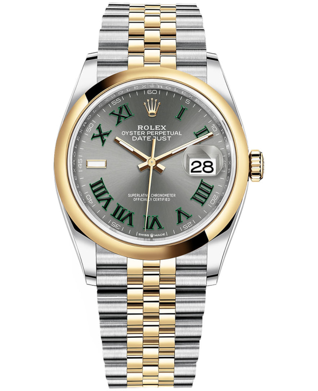 Rolex Datejust 36 Steel & Yellow Gold Slate Roman Dial Women's Watch M126203-0035