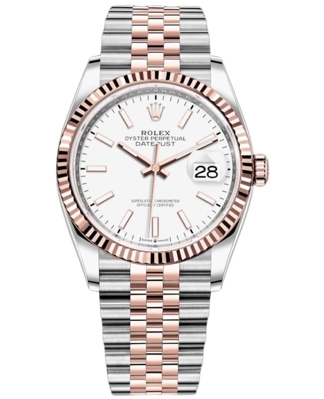 Rolex Datejust 36 Steel  Everose Gold White Dial Womens Watch M1262310017 M1262310017