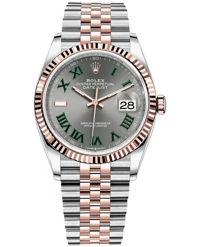 Rolex Datejust 36 Steel  Everose Gold Slate Roman Dial Womens Watch M1262310029 M1262310029