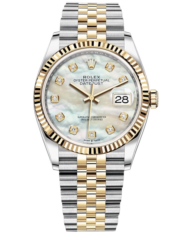 Rolex Datejust 36 Steel  Yellow Gold Mother of Pearl Diamond Dial Womens Watch M1262330023 M1262330023