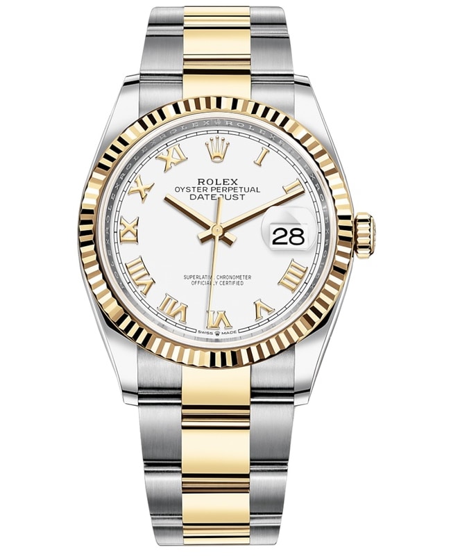 ゆり Rolex Datejust 36 Steel & Yellow Gold White Roman Dial