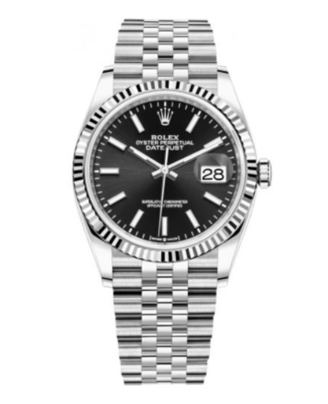 Rolex Datejust 36 Steel  White Gold Black Dial Womens Watch M1262340015 M1262340015