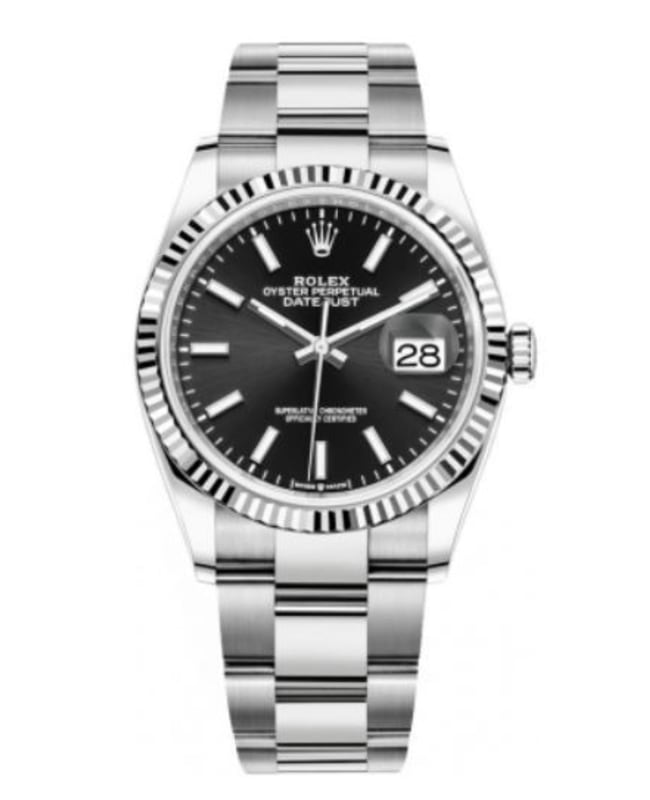 Rolex Datejust 36 Steel  White Gold Black Dial Womens Watch M1262340016 M1262340016