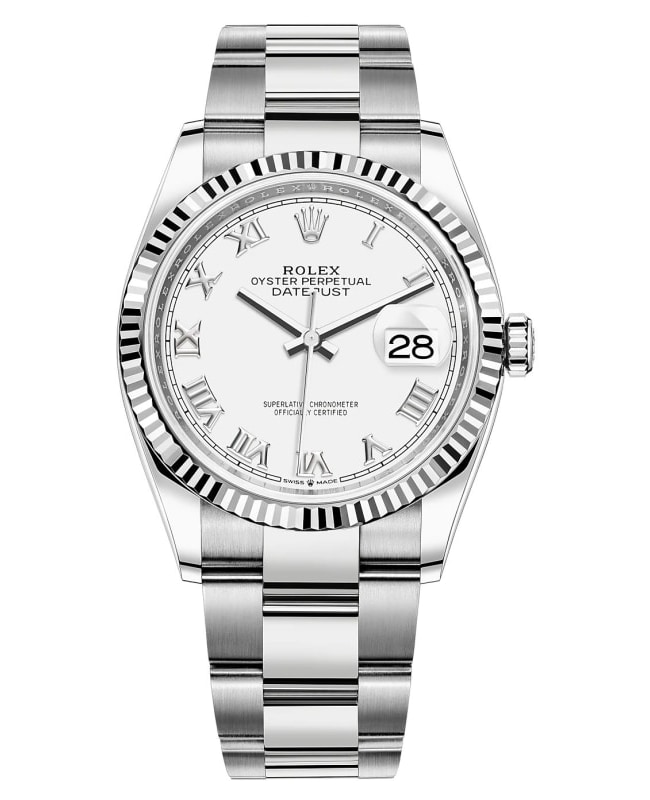 Rolex Datejust 36 Steel  White Gold White Roman Dial Womens Watch M1262340026 M1262340026