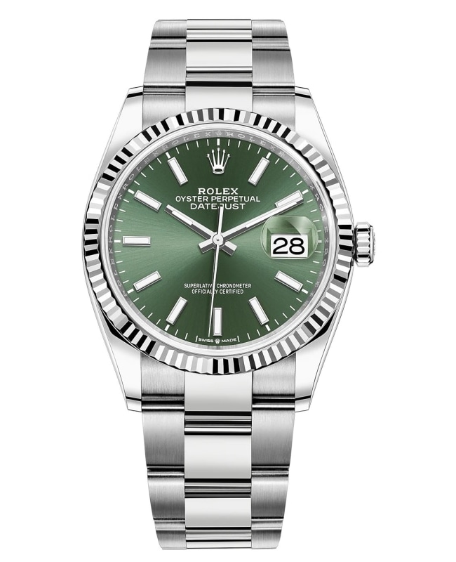 Rolex Datejust 36 Steel  White Gold Mint Green Dial Womens Watch M1262340052 M1262340052