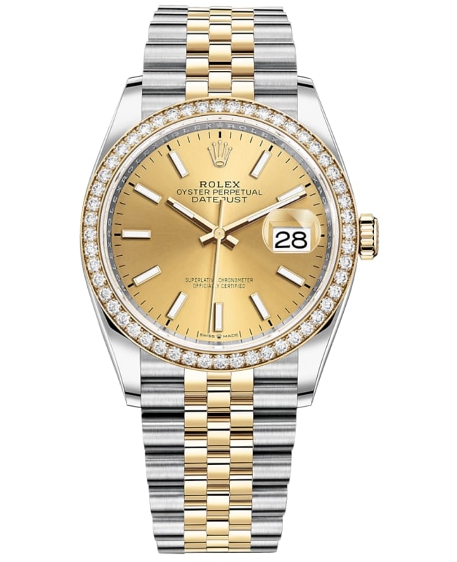Rolex Datejust 36 Yellow Gold & Diamonds Champagne Dial Women's Watch M126283RBR-0001