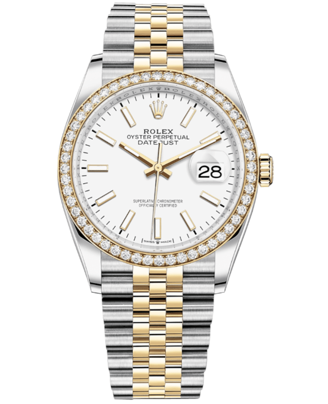 Rolex Datejust 36 Yellow Gold & Diamonds White Dial Women's Watch M126283RBR-0005