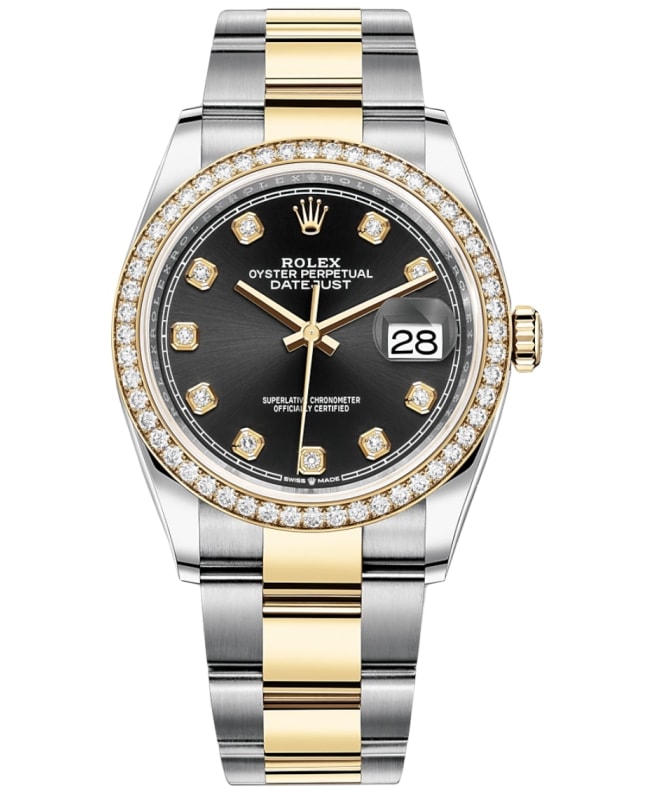 Rolex Datejust 36 Yellow Gold & Diamonds Black Diamond Dial Women's Watch M126283RBR-0008