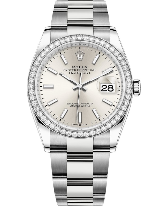 Rolex Datejust 36 White Gold & Diamonds Silver Dial Women's Watch M126284RBR-0006