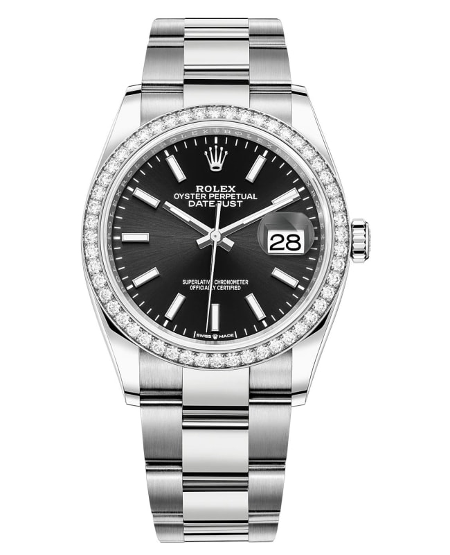 Rolex Datejust 36 White Gold & Diamonds Black Dial Women's Watch M126284RBR-0008