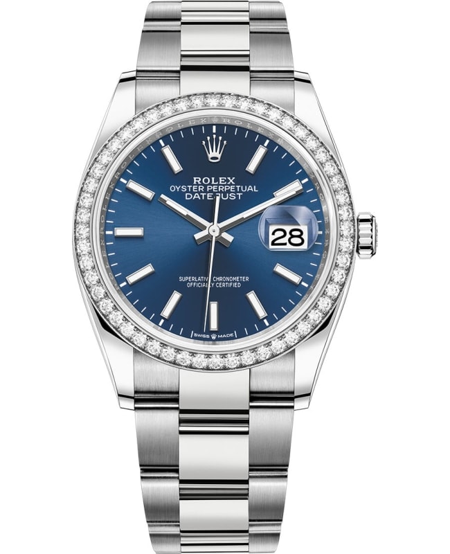 Rolex Datejust 36 White Gold & Diamonds Blue Dial Women's Watch M126284RBR-0010