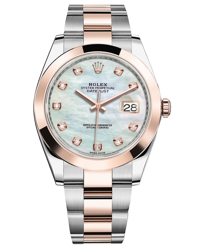 Rolex Datejust 41 Steel and Everose Gold Mother of Pearl Diamond Dial Men's Watch M126301-0013