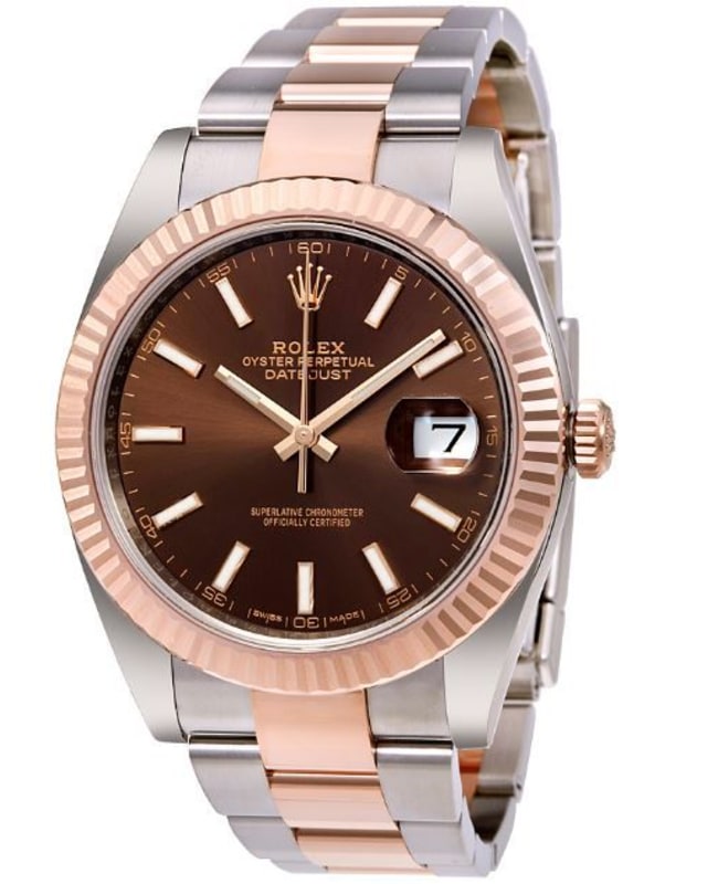 Rolex Datejust 41 Steel and Everose Gold Chocolate Dial Oystersteel Mens Watch M1263310001 M1263310001