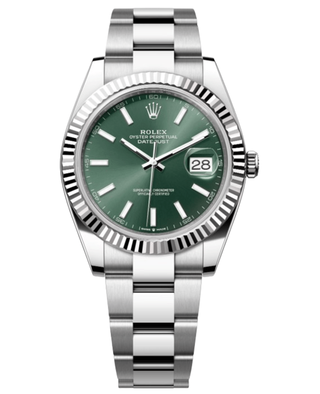 Rolex Datejust 41 Steel  White Gold Automatic Green Dial White Gold Bezel Steel Mens Watch M1263340027 M1263340027