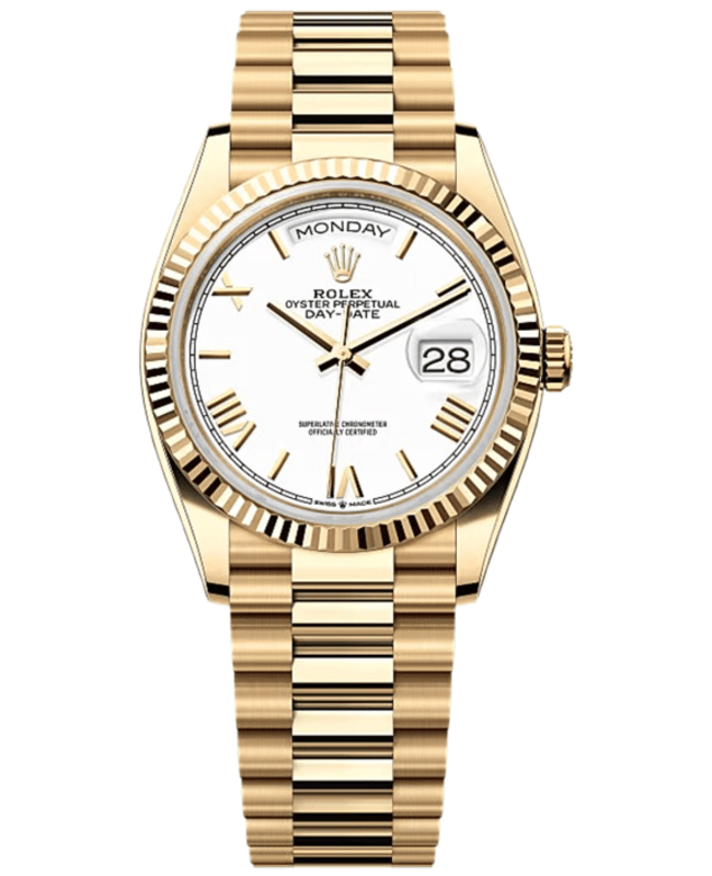 Rolex DayDate Yellow Gold 36 Automatic White Dial Womens Watch M1282380113 M1282380113