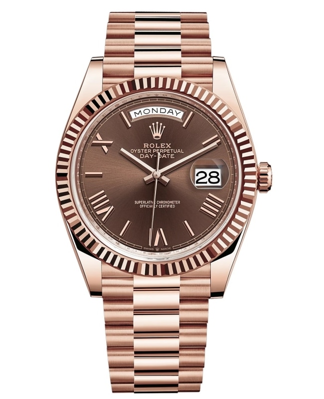 Rolex DayDate 40 18K Everose Gold Chocolate Dial Mens Watch M2282350002 M2282350002