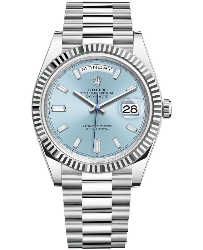 Rolex Day-Date 40 Platinum Ice-Blue Diamond Dial Men