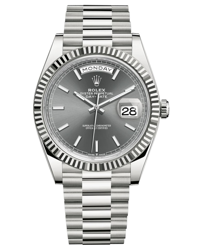 Rolex DayDate 40 18K White Gold Slate Dial Mens Watch M2282390060 M2282390060
