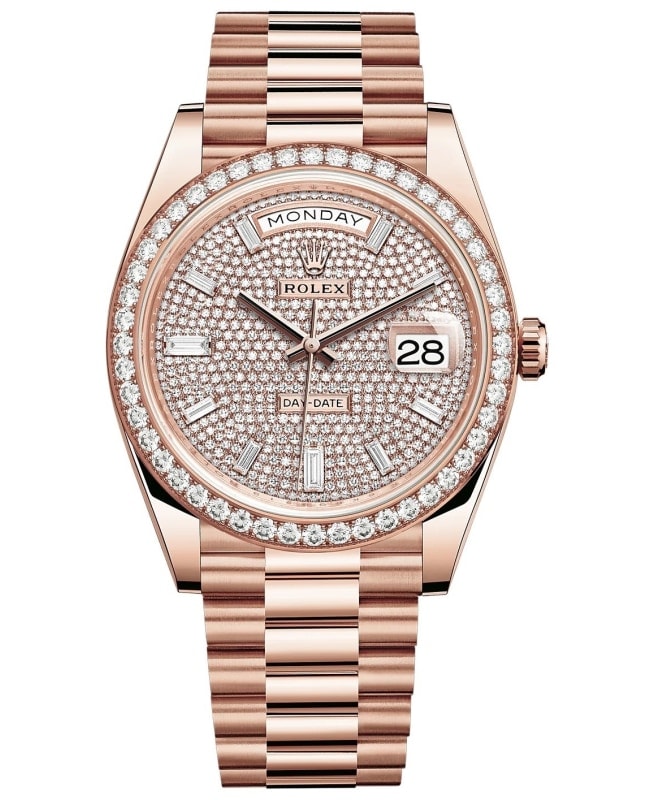 Rolex DayDate 40 18K Everose Gold DiamondPaved Dial Diamond Bezel Mens Watch M228345RBR0002 M228345RBR0002 Rolex DayDate 40 18K Everose Gold DiamondPaved Dial Diamond Bezel Mens Watch M228345RBR0002 M228345RBR0002