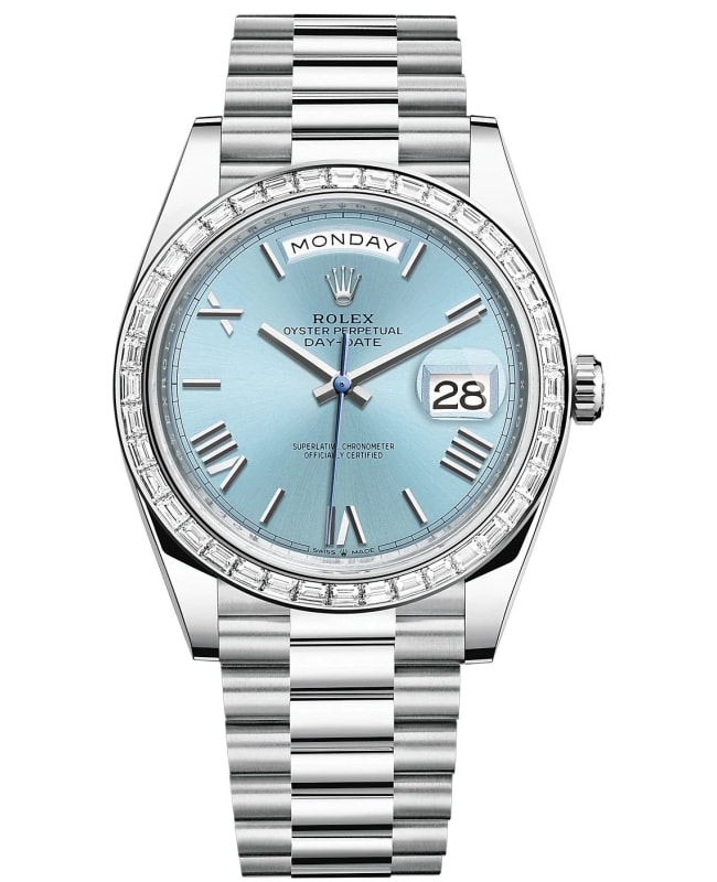 Rolex Day-Date 40 Platinum Slate Dial Diamond Bezel Men's Watch M228396TBR-0030