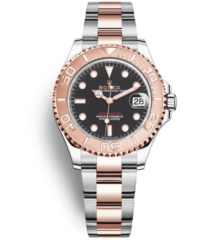 Rolex YachtMaster Black Dial Steel and 18kt Everose Gold Mens Watch M2686210004 M2686210004