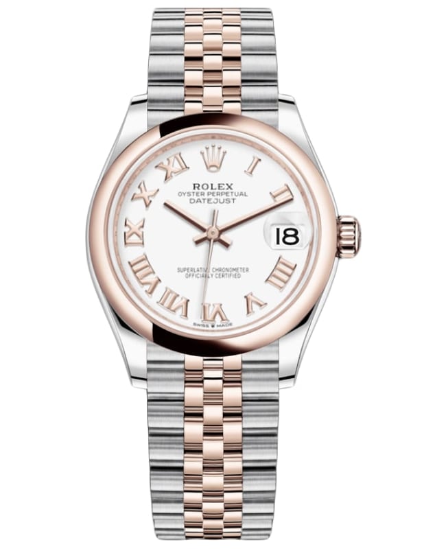 Rolex Datejust 31 Steel and 18kt Everose Gold White Roman Dial Womens Watch M2782410002 M2782410002