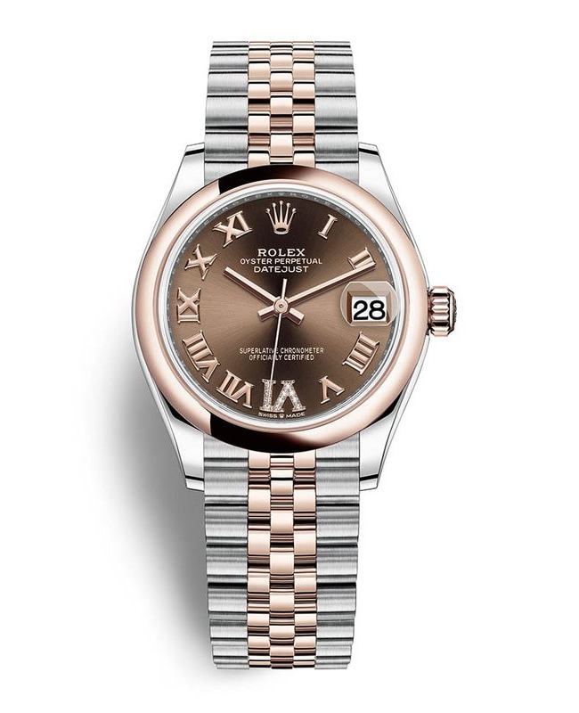 Rolex Datejust 31 Steel and 18kt Everose Gold Chocolate Dial Womens Watch M2782410004 M2782410004
