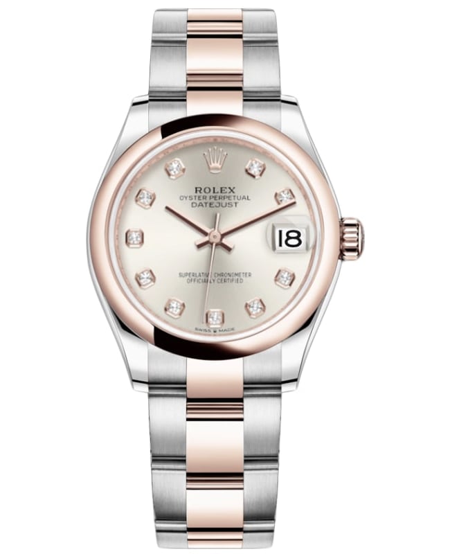 Rolex Datejust 31 Steel and 18kt Everose Gold Silver Diamond Dial Women's Watch M278241-0015