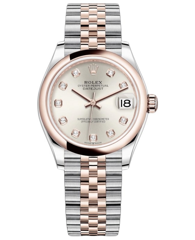 Rolex Datejust 31 Steel and 18kt Everose Gold Silver Diamond Dial Women's Watch M278241-0016