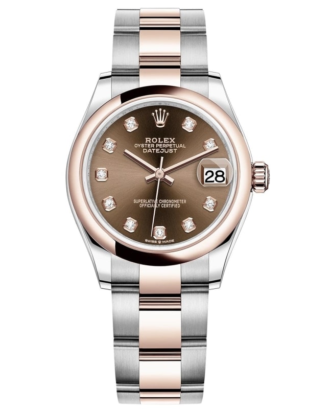 Rolex Datejust 31 Steel and 18kt Everose Gold Chocolate Diamond Dial Women's Watch M278241-0027